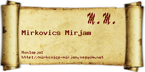 Mirkovics Mirjam névjegykártya